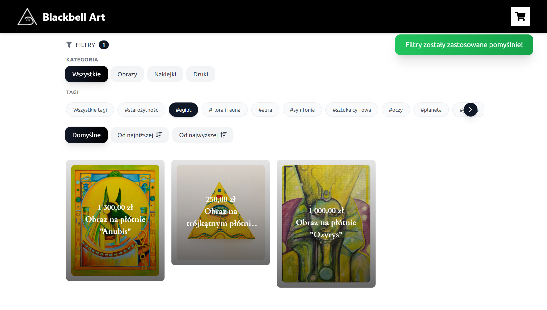 Sklep z obrazami na zamówienie - lista produktów Blackbell Studio