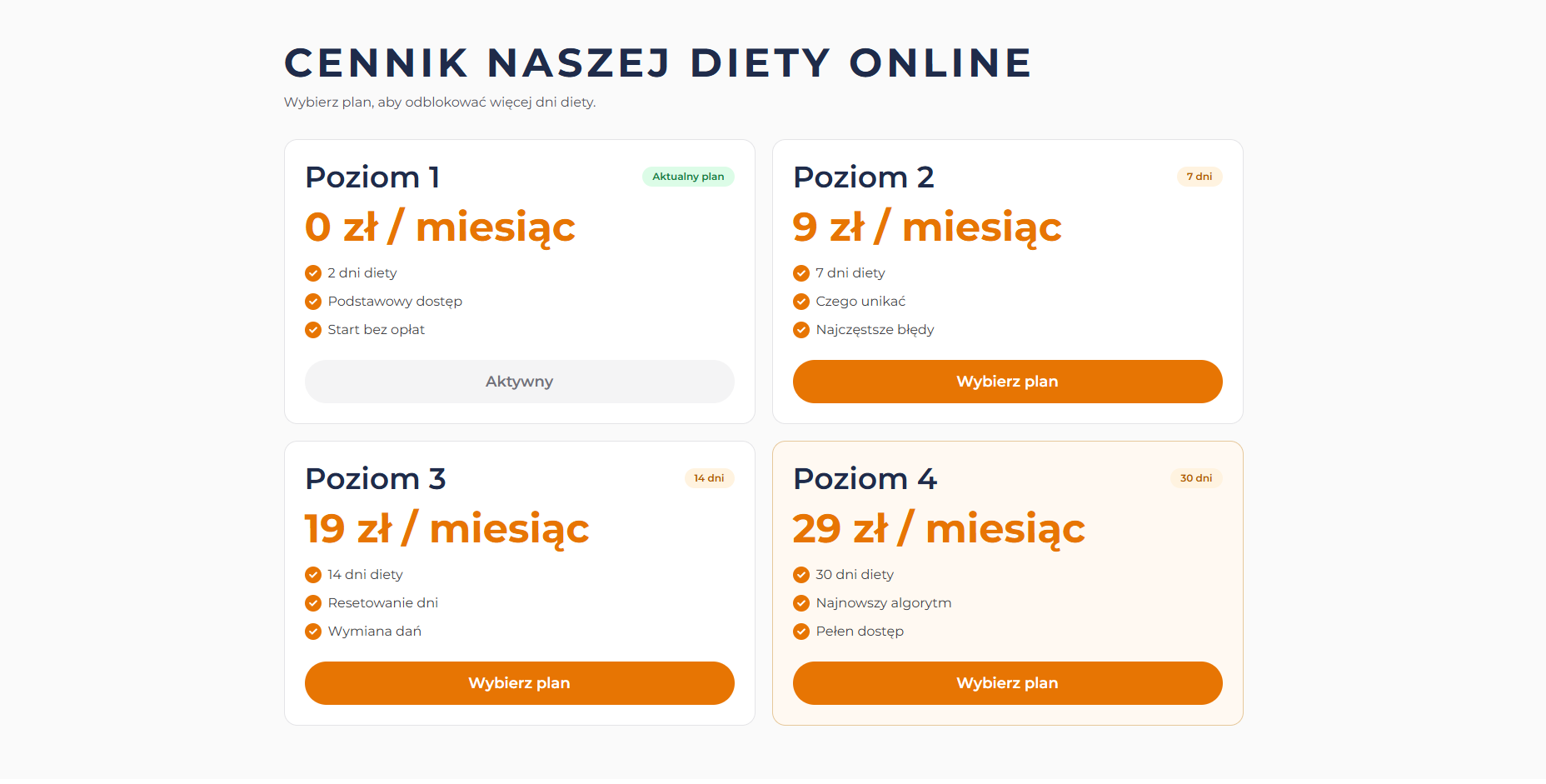 Cennik diet online - pakiety i ceny na stronie Dzien Diety