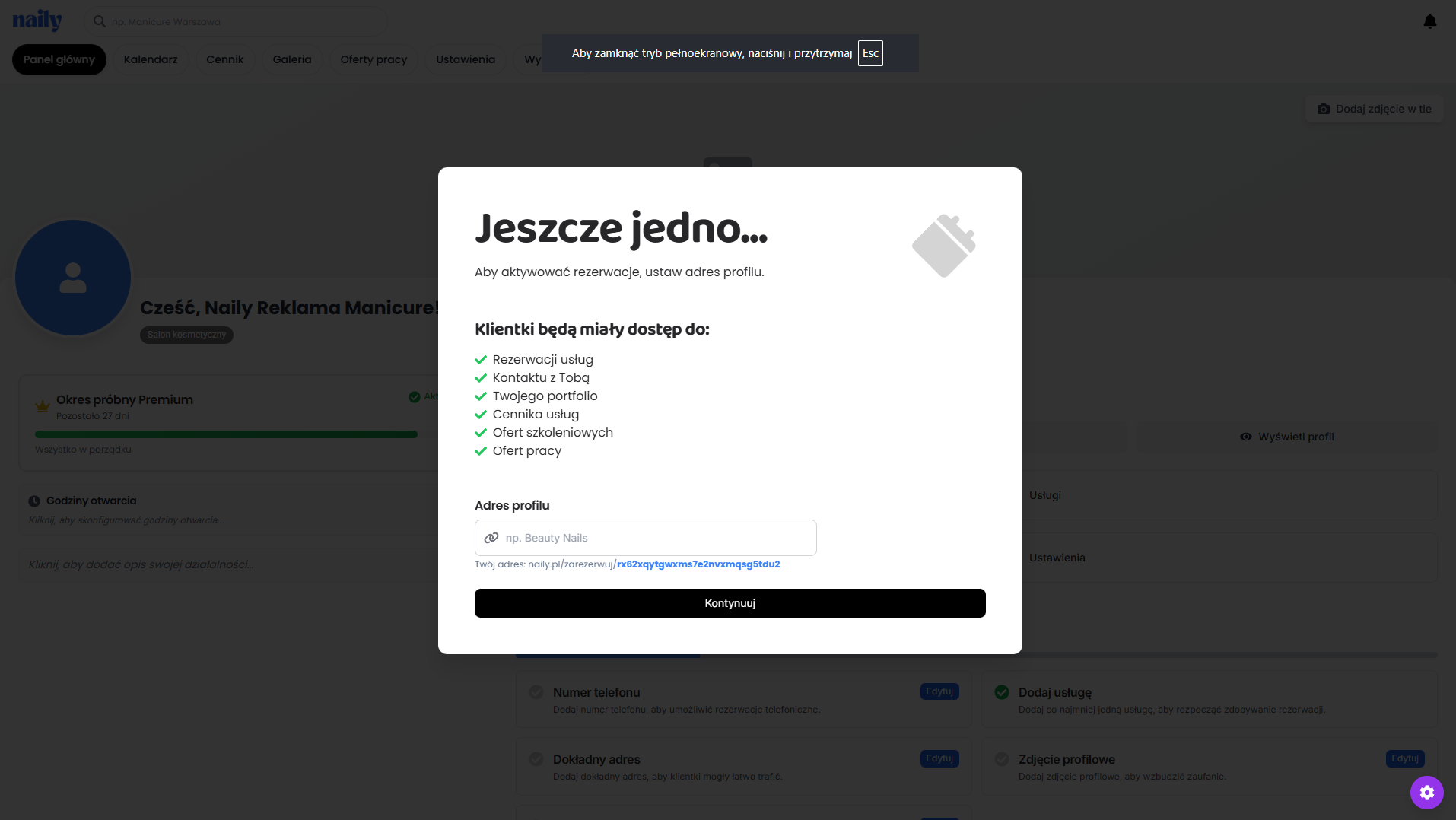 Panel użytkowniczki Naily - dashboard i zarządzanie rezerwacjami
