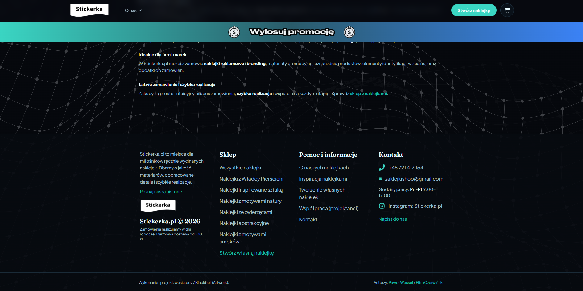 Naklejki firmowe i dekoracyjne - oferta Stickerka na stronie