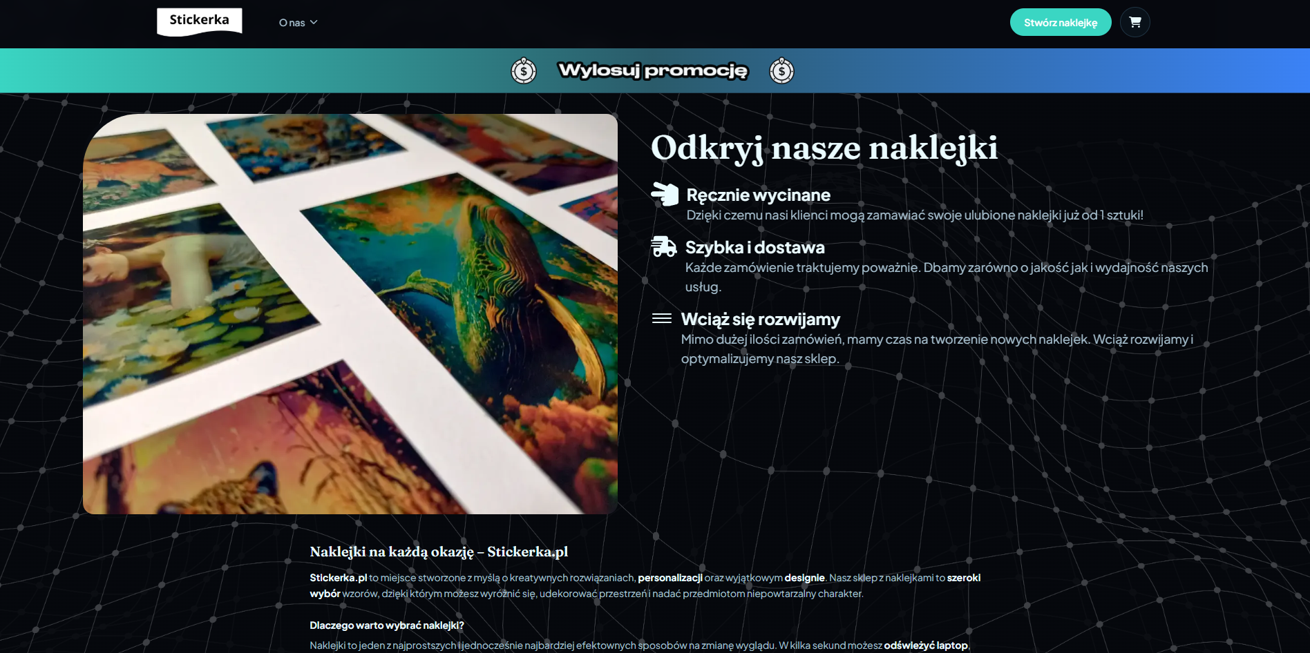 Naklejki na zamówienie - sekcja produktów i konfiguracji Stickerka